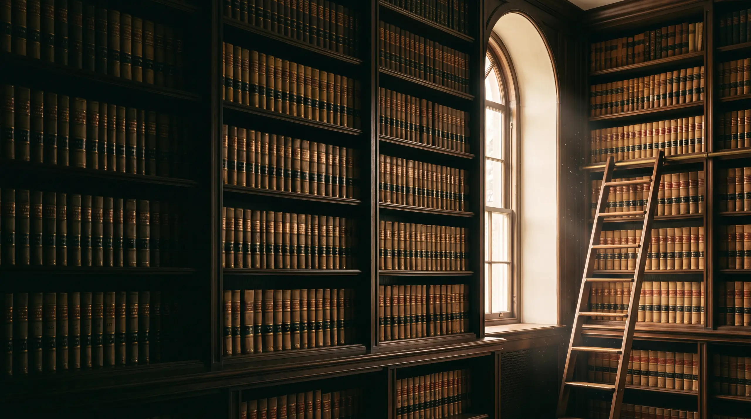 Biblioteka prawnicza - oprawne tomy na regałach